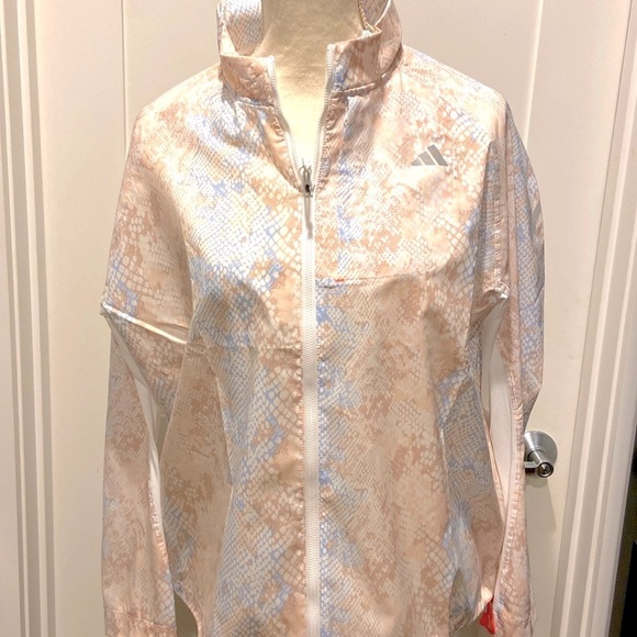 NWT Adidas Fast Running Jacket women's tan blue X-Large #Gift